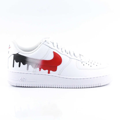 nike air force 1 custom drip rouge noir baskets custom homme sneakers personnalisées af1 men