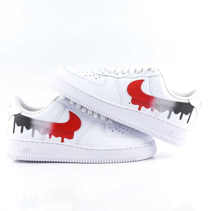 nike air force 1 custom drip rouge noir baskets custom homme sneakers personnalisées af1 men