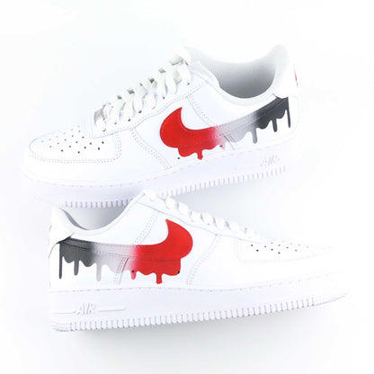 nike air force 1 custom drip rouge noir baskets custom homme sneakers personnalisées af1 men