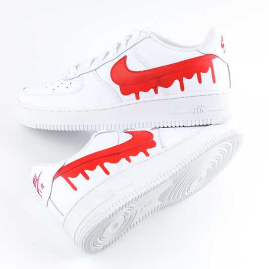 nike air force 1 custom drip rouge pour homme sneakers custom et baskets personnalisées unisexe af1 customisable