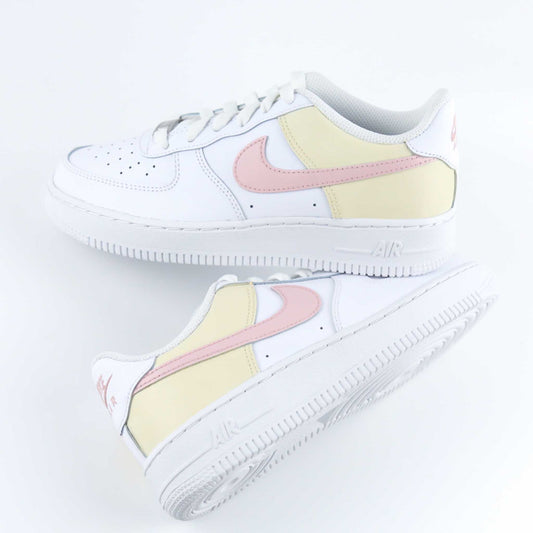 nike air force 1 custom color block rose beige sneakers custom pastel pour femme af1 personnalisable sand
