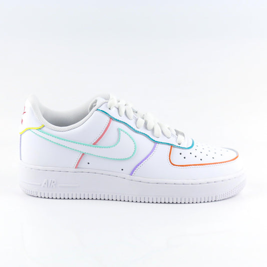 nike air force 1 custom pastel outline sneakers personnalisées pour femme af1 custom rose lila turquoise