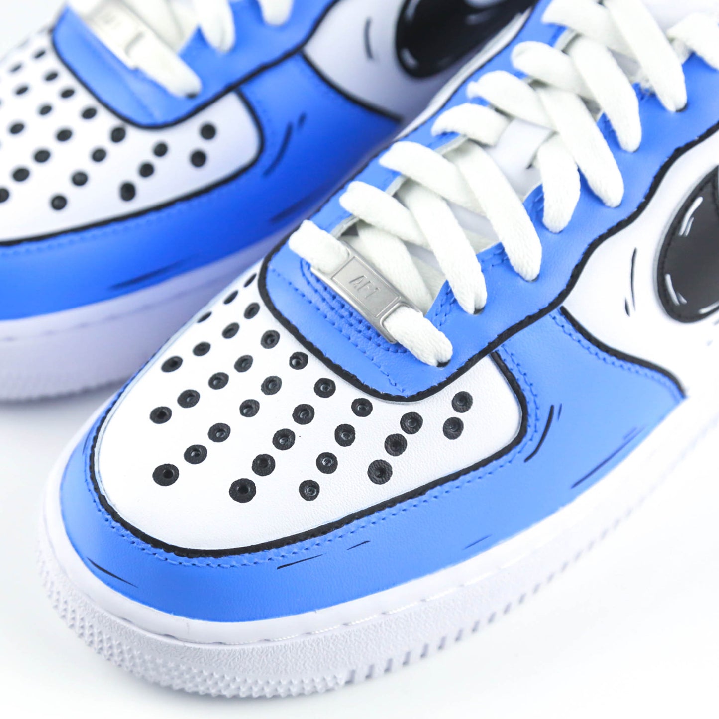 nike air force 1 cartoon bleu océan sneakers custom pour femme af1 custom sketch dessin 