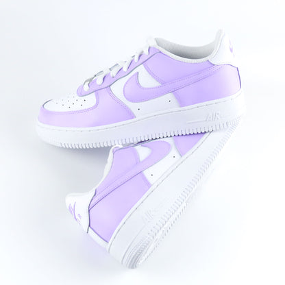 Nike Air Force 1 custom violette pastel fille – baskets lilas lavande peintes à la main – sneakers custom violet girly