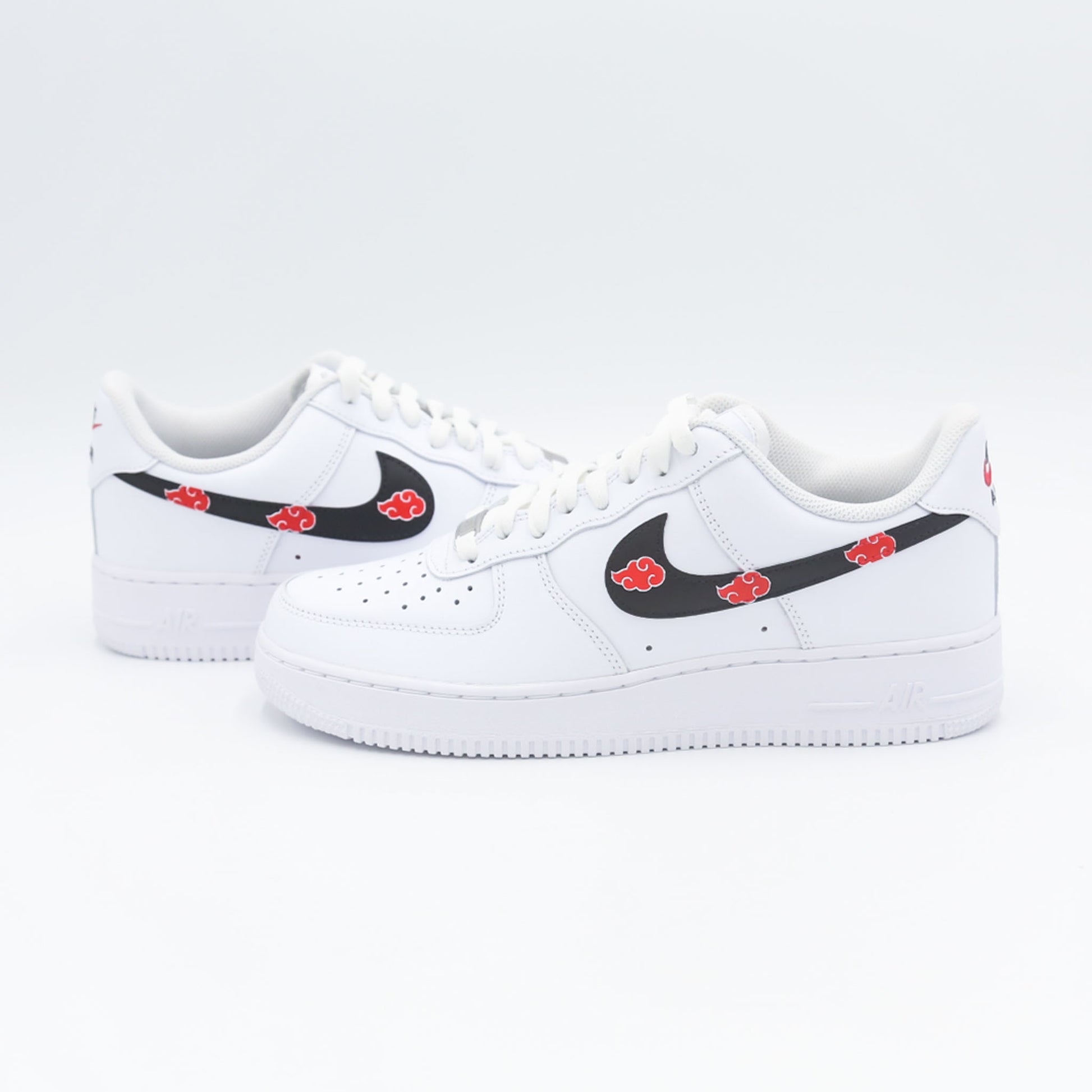 nike air force 1 custom akatsuki naruto homme swoosh noir nuages rouges itachi uchiha pain kisame manga anime sneakers personnalisées