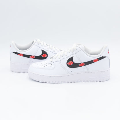 nike air force 1 custom akatsuki naruto homme swoosh noir nuages rouges itachi uchiha pain kisame manga anime sneakers personnalisées