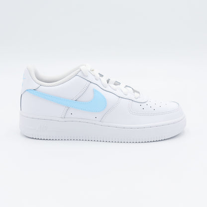 nike air force 1 custom swoosh bleu ciel turquoise femme enfant baskets custom fille sneakers personnalisées rentrée