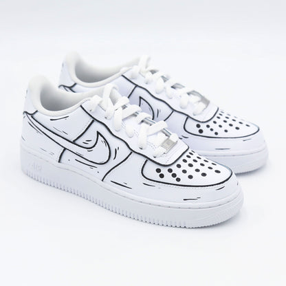 nike air force 1 cartoon noir et blanc nike af1 custom unisexe sketch draw