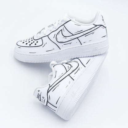 nike air force 1 cartoon noir et blanc nike af1 custom unisexe sketch draw