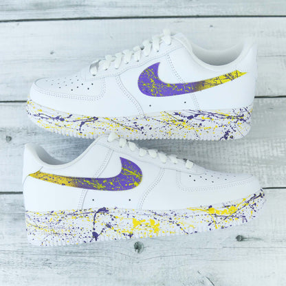 nike air force 1 custom lakers lebron james sneakers custom nba baskets custom violet jaune pour homme af1 personnalisable