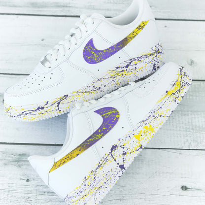 nike air force 1 custom lakers lebron james sneakers custom nba baskets custom violet jaune pour homme af1 personnalisable