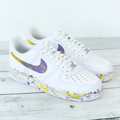 nike air force 1 custom lakers lebron james sneakers custom nba baskets custom violet jaune pour homme af1 personnalisable