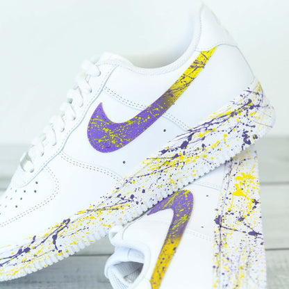 nike air force 1 custom lakers lebron james sneakers custom nba baskets custom violet jaune pour homme af1 personnalisable