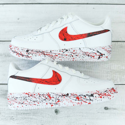 nike air force 1 custom splash de peinture af1 personnalisé baskets custom homme nike custom chicago bulls rouge