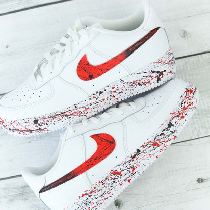 nike air force 1 custom splash de peinture af1 personnalisé baskets custom homme nike custom chicago bulls rouge