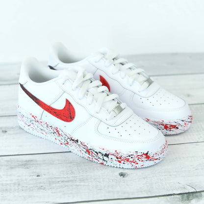 nike air force 1 custom splash de peinture af1 personnalisé baskets custom homme nike custom chicago bulls rouge