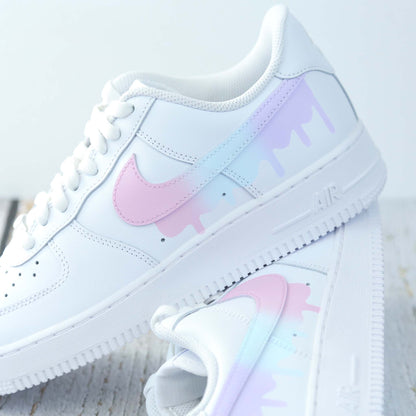 nike air force 1 pastel baskets custom rose lila pour femme nike turquoise personnalisable 