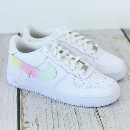 nike air force 1 custom drip pastel pour femme baskets custom rose menthe pour enfants af1 custom pastel