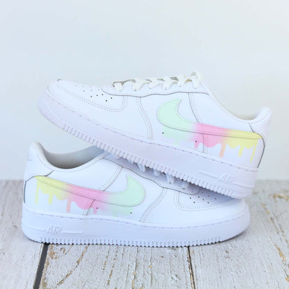 nike air force 1 custom drip pastel pour femme baskets custom rose menthe pour enfants af1 custom pastel