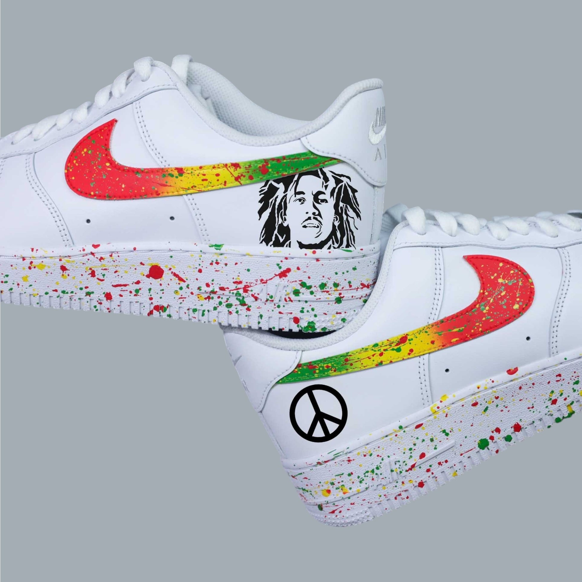 nike air force 1 bob marley sneakers custom jamaique nike peace and love reggae nike rasta 