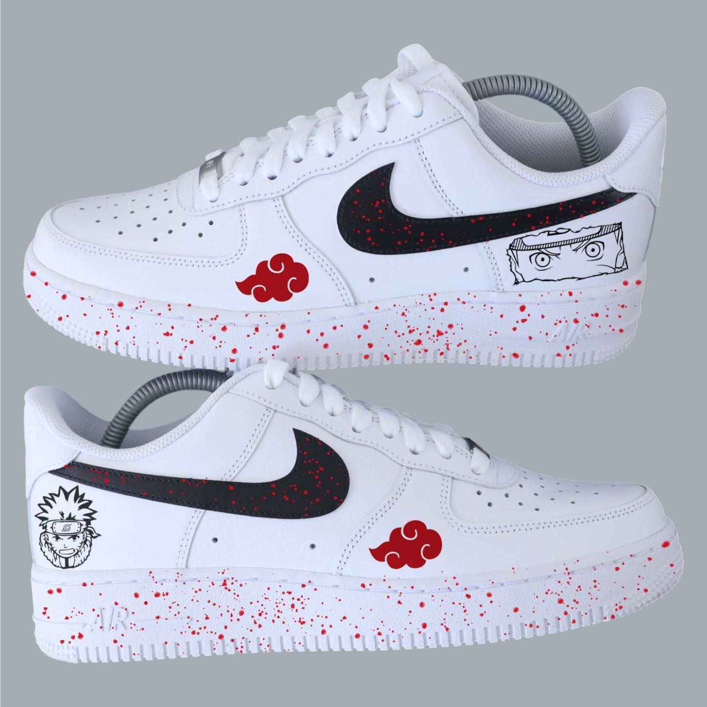 nike air force one naruto sneakers custom homme nike manga animé sneakers custom sasuke itachi uchiha air force akatuski kakashi ninja