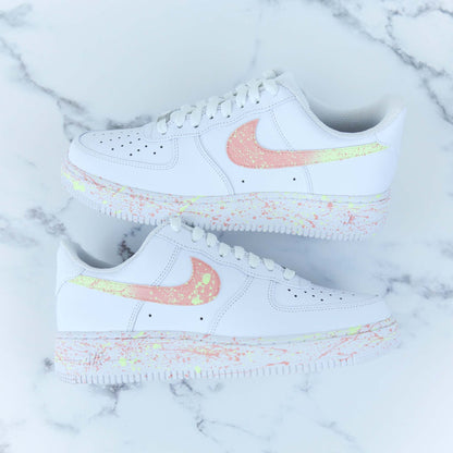 nike air force 1 custom splash pastel baskets custom rose et jaune pour femme 
