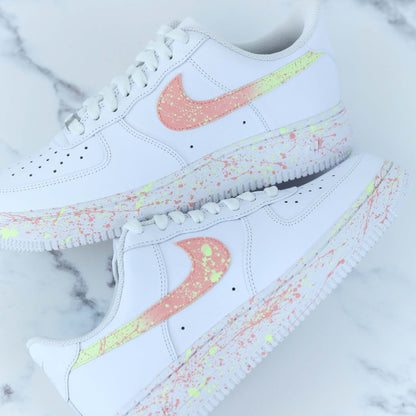 nike air force 1 custom splash pastel baskets custom rose et jaune pour femme 