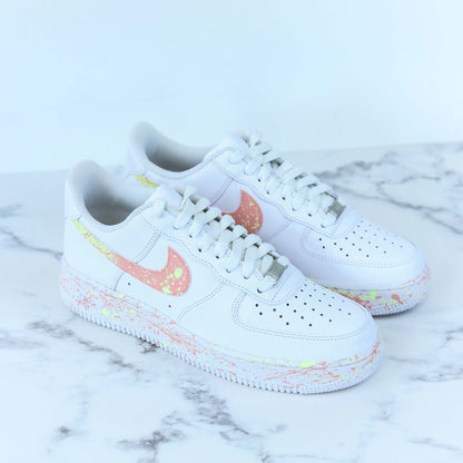 nike air force 1 custom splash pastel baskets custom rose et jaune pour femme 