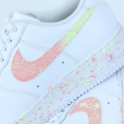 nike air force 1 custom splash pastel baskets custom rose et jaune pour femme 