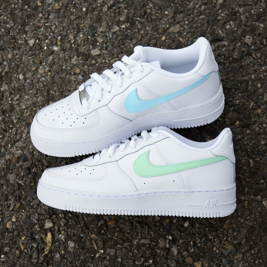 nike air force 1 custom pastel menthe turquoise baskets custom femme air force personnalisé bleu clair af1 custom