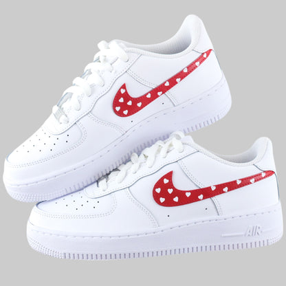 nike air force 1 custom coeurs rouge saint valentin sneakers custom pour femme nike personnalisable af1 personnalisées