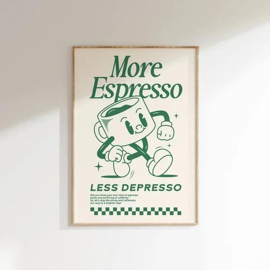 Affiche humoristique café noir et blanc style rétro moderne