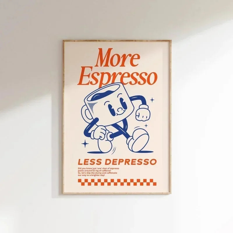 Affiche vintage café drôle pour cuisine salon bureau
