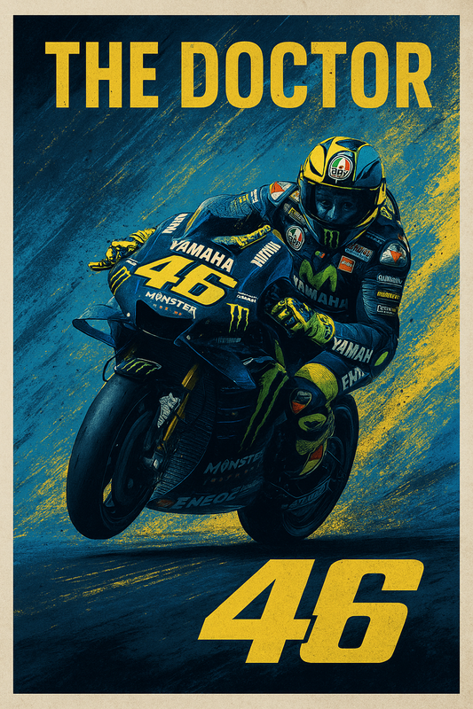 affiche numérique déco murale valentino rossi the doctor moto gp racing haute définition
