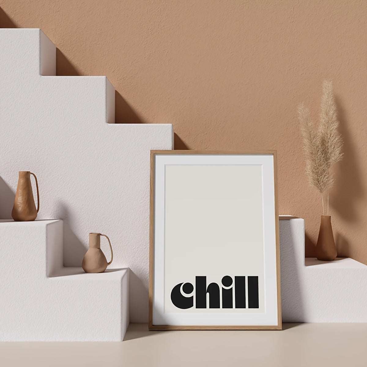 Affiche typographique Chill au design minimaliste noir et blanc, décoration murale moderne et zen pour ambiance détente.
