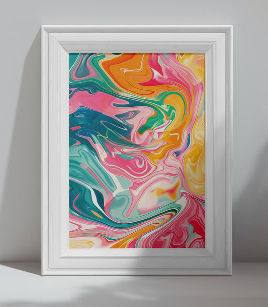 Affiche abstraite colorée fluide moderne, art mural tendance vendu sans cadre