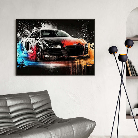 Affiche murale Audi R8 voiture sportive splash art décoration moderne