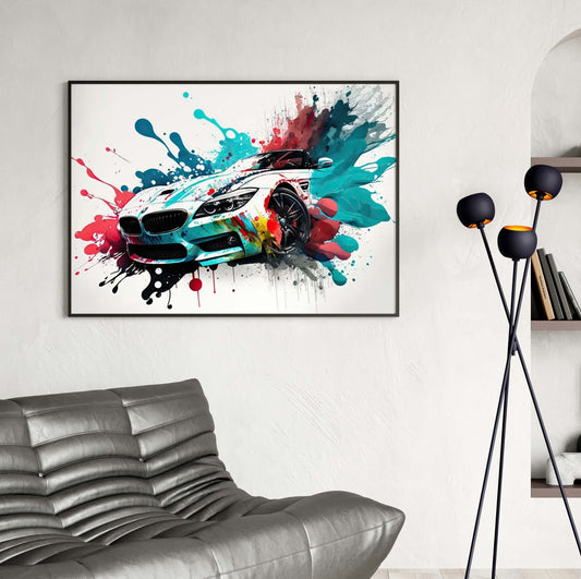 Affiche murale BMW Z4 voiture sportive design splash art déco moderne