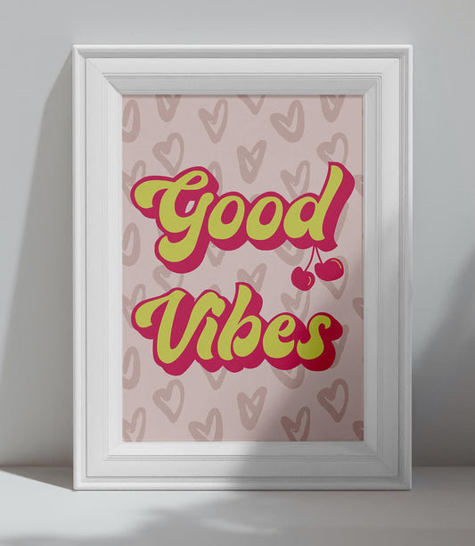 Affiche déco rétro Good Vibes style pop art vintage