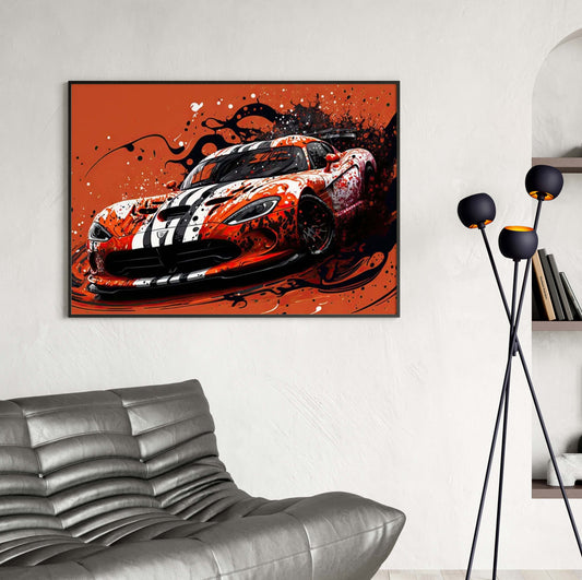 Affiche murale Dodge Viper voiture sportive splash art décoration moderne