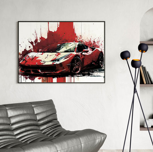 Affiche murale Ferrari 458 Italia voiture sportive splash art décoration moderne