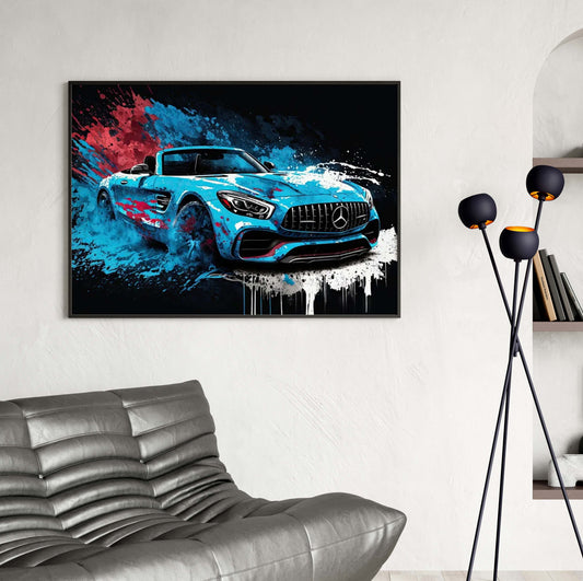 Affiche Mercedes AMG GT style street art pour décoration murale moderne sans cadre