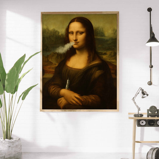 Affiche moderne Mona Lisa avec vape – Poster décoration murale originale et tendance