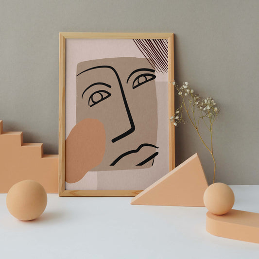 Affiche murale minimaliste visage abstrait style moderne décoration intérieure sans cadre