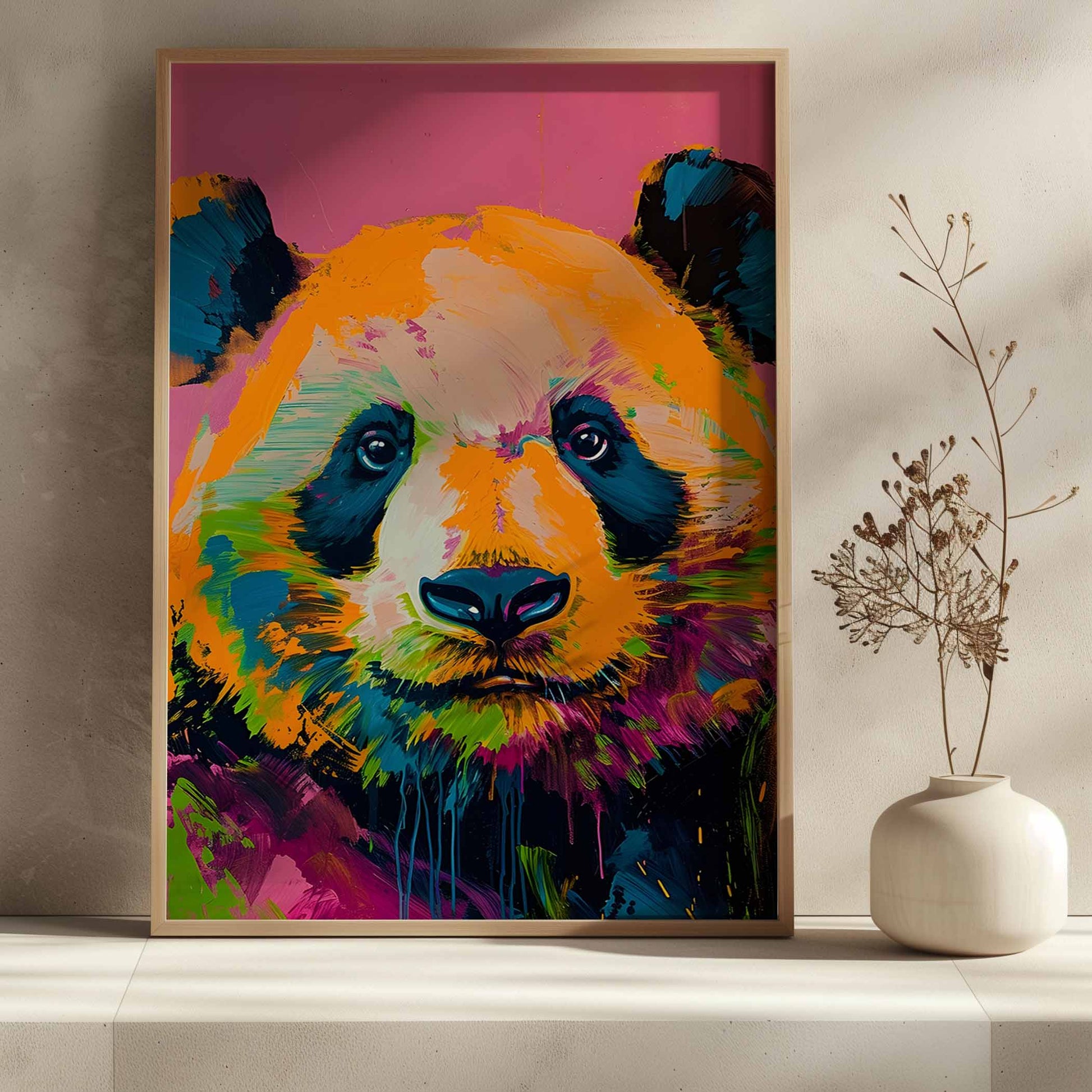 Affiche panda pop art colorée – décoration murale moderne et tendance