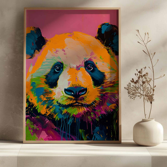Affiche panda pop art colorée – décoration murale moderne et tendance