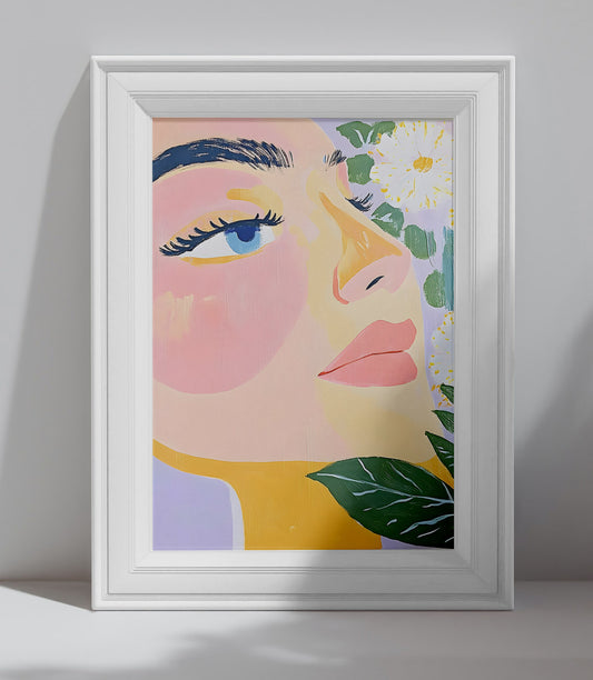 Affiche portrait moderne féminin coloré style illustration murale contemporaine
