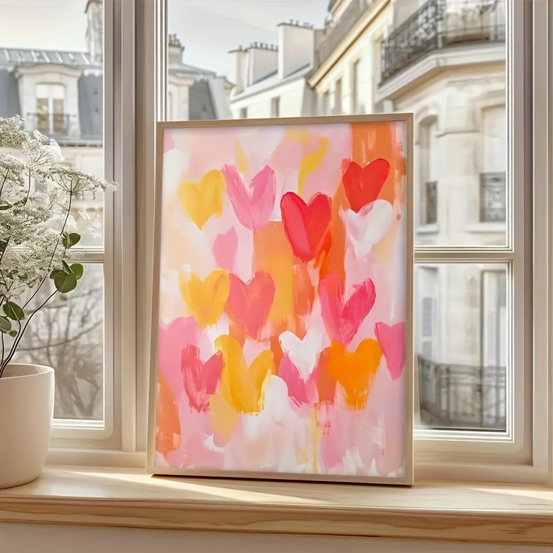 Affiche abstraite Vibrant Heart multicolore motif cœur rouge rose orange déco trendy poster déco tendance