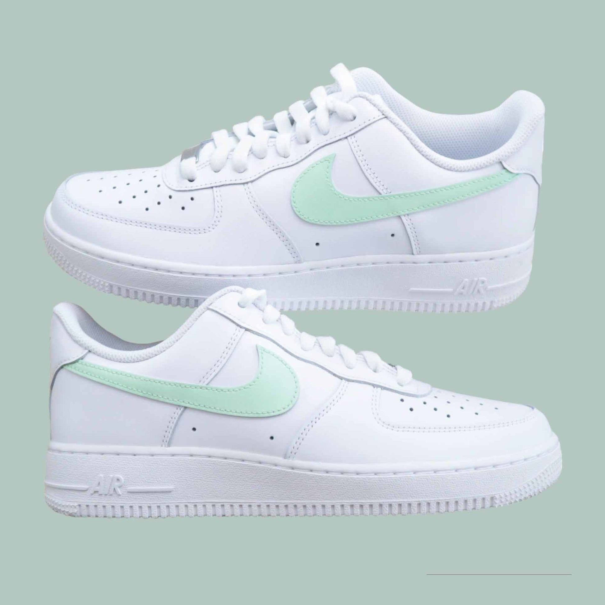 nike air force 1 vert pastel sneakers custom femme baskets personnalisées menthe af1 handmade