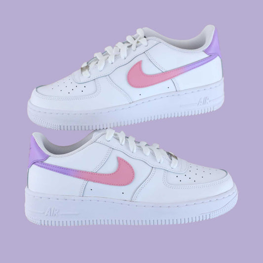 nike air force 1 custom dégradé rose et lila baskets personnalisées pour femme nike pastel enfants